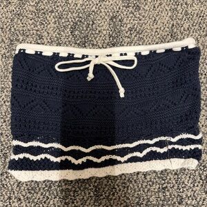 Navy and White Knit Tube Top